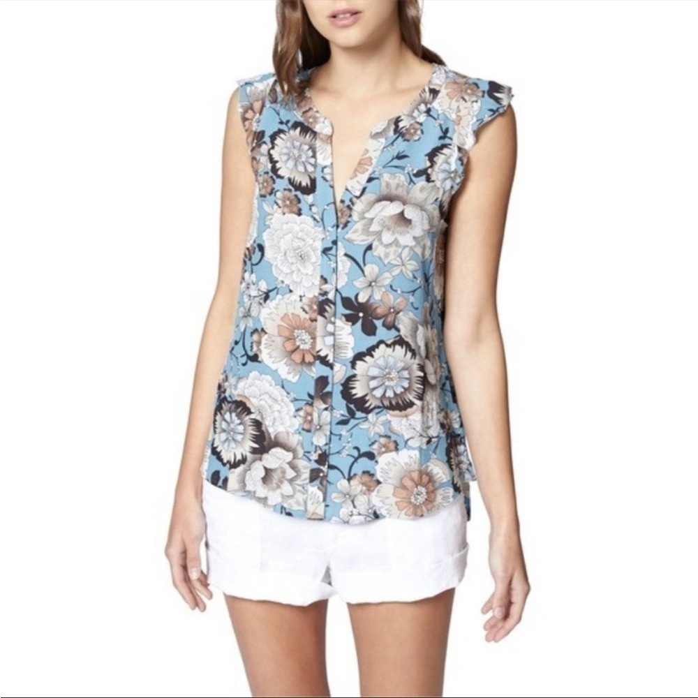 Sanctuary Blue and Brown Floral Blouse Medium